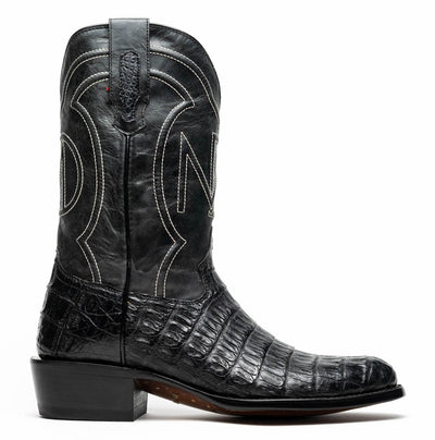 Marco Di Milano Phoenix Black Caiman Crocodile Round Toe Cowboy Boots 2   - from alligatorwarehouse.com
