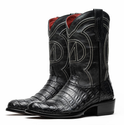 Marco Di Milano Phoenix Black Caiman Crocodile Round Toe Cowboy Boots 3   - from alligatorwarehouse.com