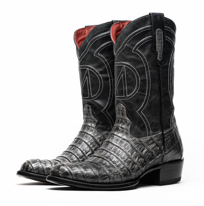 Marco Di Milano Phoenix Stone Gray Caiman Crocodile Round Toe Cowboy Boots 3   - from alligatorwarehouse.com