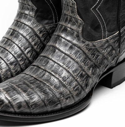 Marco Di Milano Phoenix Stone Gray Caiman Crocodile Round Toe Cowboy Boots 4   - from alligatorwarehouse.com