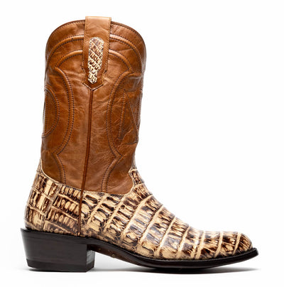 Marco Di Milano Phoenix Stone Orix Caiman Crocodile Round Toe Cowboy Boots 2   - from alligatorwarehouse.com