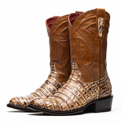Marco Di Milano Phoenix Stone Orix Caiman Crocodile Round Toe Cowboy Boots 3   - from alligatorwarehouse.com