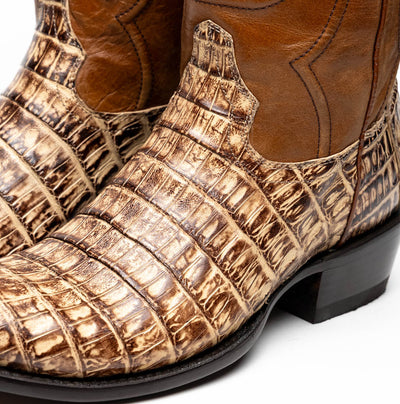 Marco Di Milano Phoenix Stone Orix Caiman Crocodile Round Toe Cowboy Boots 4   - from alligatorwarehouse.com