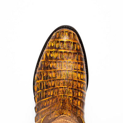 Marco Di Milano Phoenix Mustard Brown Caiman Crocodile Round Toe Cowboy Boots 4   - from alligatorwarehouse.com