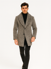 Pimp Coat for Men – 1920s Gangster Leopard Faux Fur Full Length Overcoat