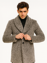 Pimp Coat for Men – 1920s Gangster Leopard Faux Fur Full Length Overcoat