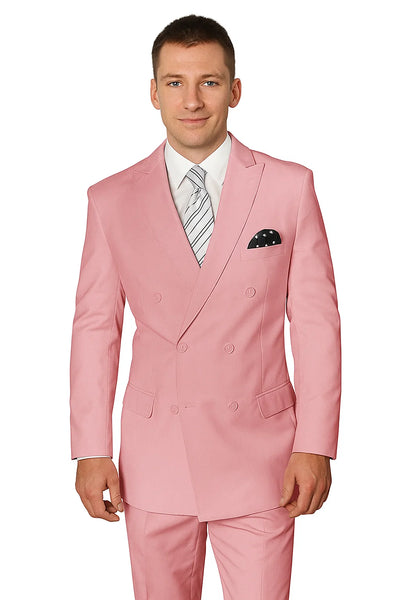 Elegant Men’s Double-Breasted Wool Suit in Soft Blush Pink 1   - from alligatorwarehouse.com