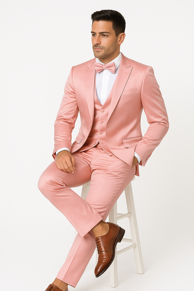 Elite-Pink-satin-suit-wedding-prom 5 M390SK-4-34s  - from alligatorwarehouse.com