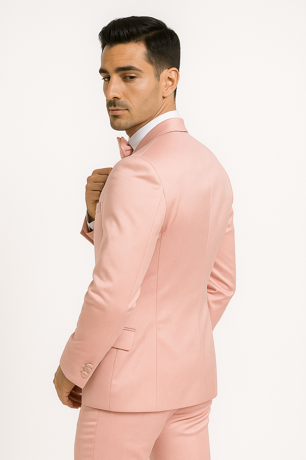 Elite-Pink-satin-suit-wedding-prom 8 M390SK-4-34s  - from alligatorwarehouse.com