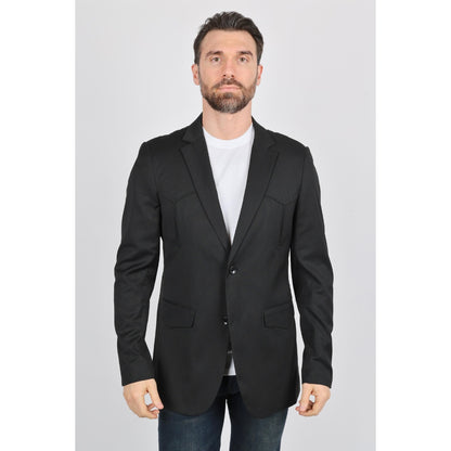 Platini Black Western-Style Sport Coat for Men with Elbow Patches