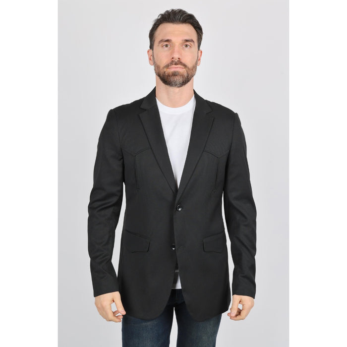 Platini Black Western-Style Sport Coat for Men with Elbow Patches