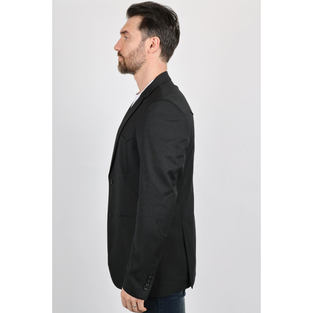 Platini Black Western-Style Sport Coat for Men with Elbow Patches