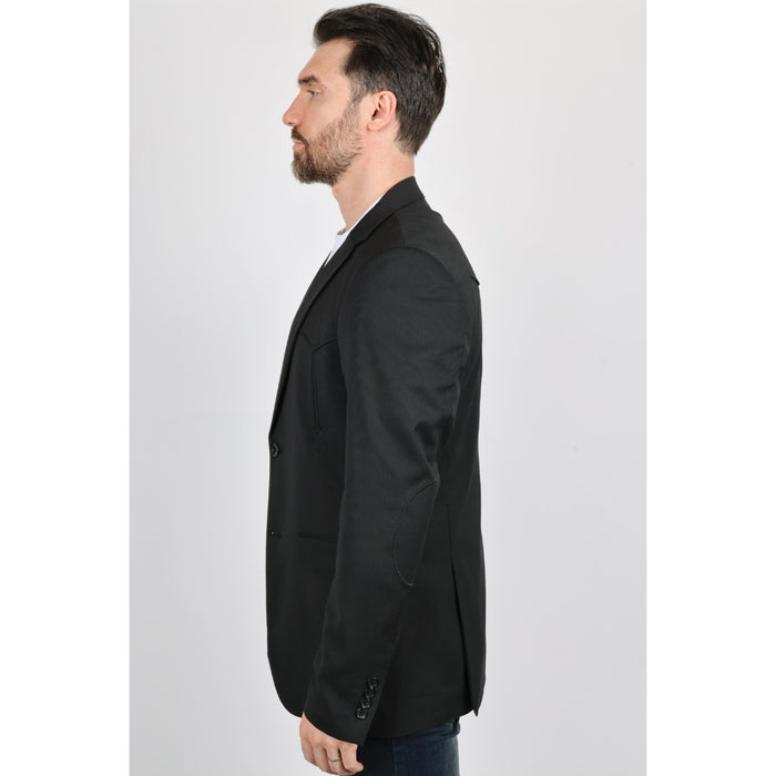 Platini Black Western-Style Sport Coat for Men with Elbow Patches