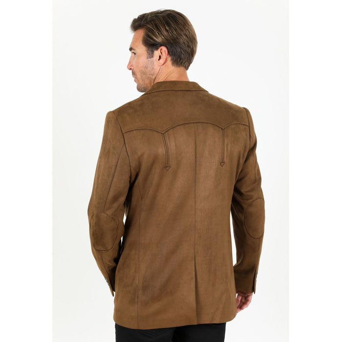 Platini Men’s Brown Faux Suede Double Button Blazer Jacket