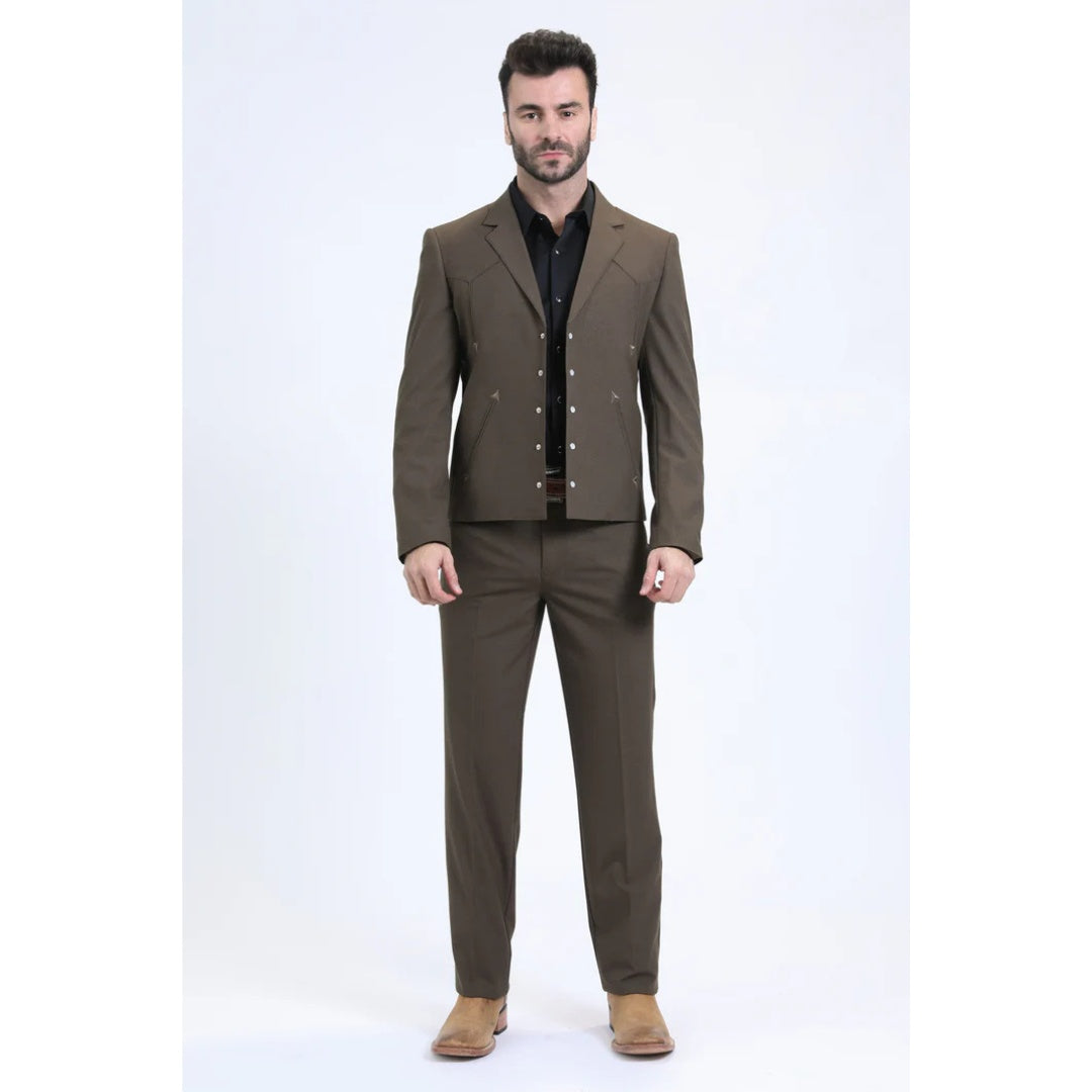 Platini Men’s Brown Western-Inspired Sport Suit