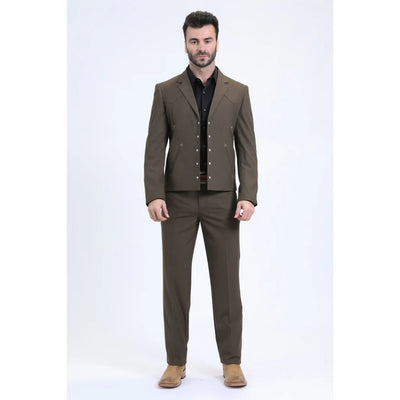 Platini Men’s Brown Western-Inspired Sport Suit