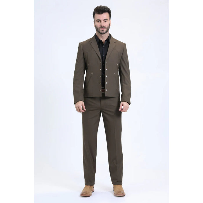 Platini Men’s Brown Western-Inspired Sport Suit