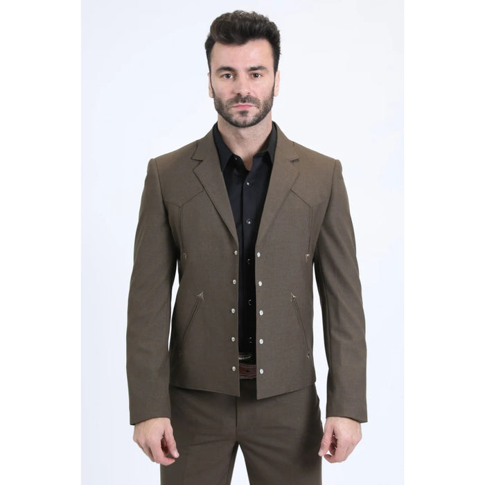 Platini Men’s Brown Western-Inspired Sport Suit