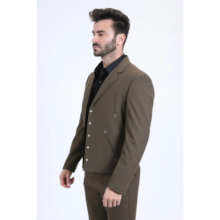Platini Men’s Brown Western-Inspired Sport Suit