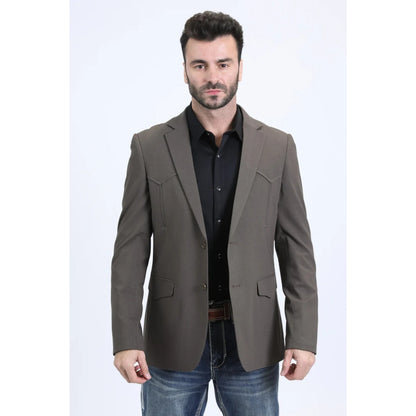 Platini Men’s Double-Breasted Western Blazer in Dark Brown