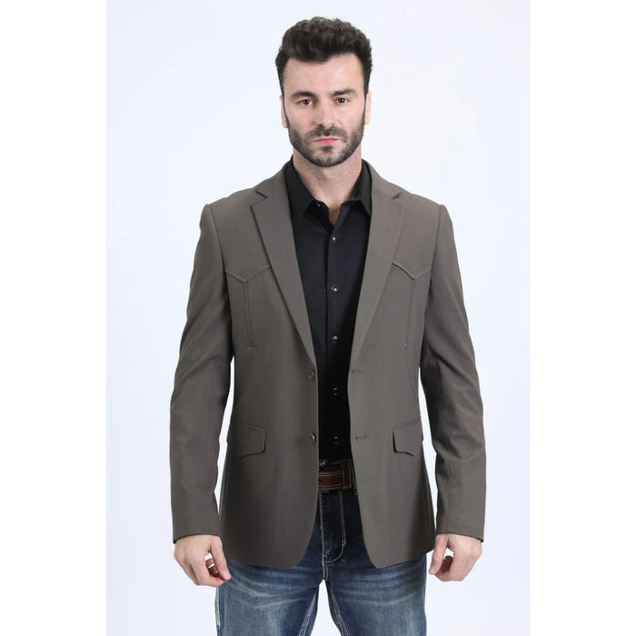 Platini Men’s Double-Breasted Western Blazer in Dark Brown