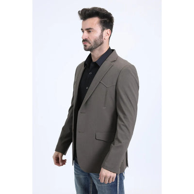 Platini Men’s Double-Breasted Western Blazer in Dark Brown