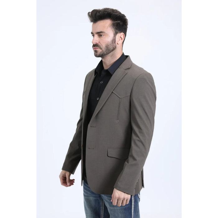 Platini Men’s Double-Breasted Western Blazer in Dark Brown