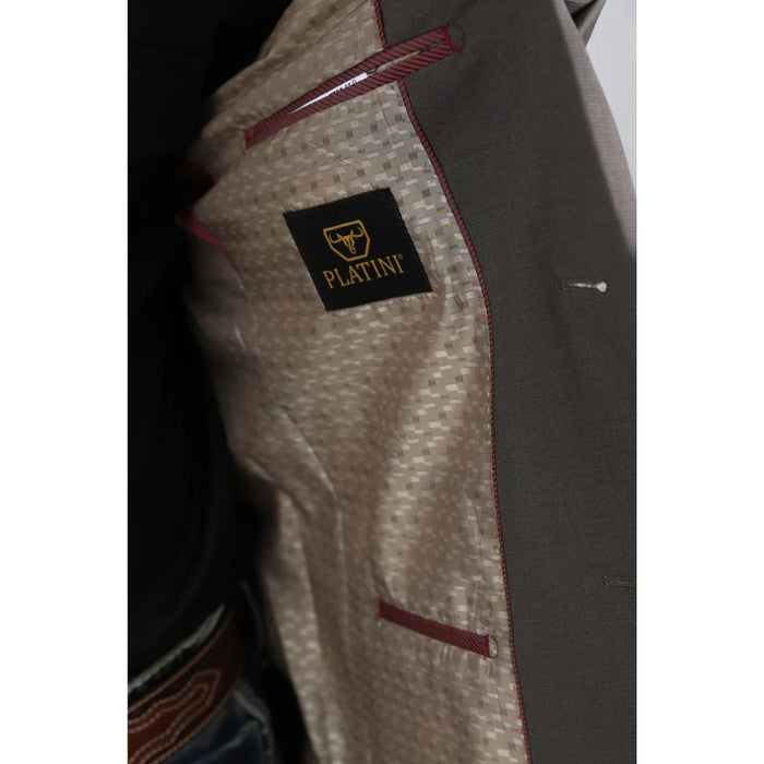 Platini Men’s Double-Breasted Western Blazer in Dark Brown