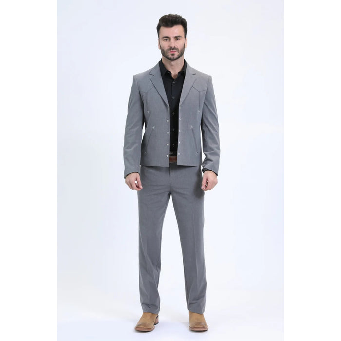 Platini Men’s Grey Western-Inspired Sport Suit Set