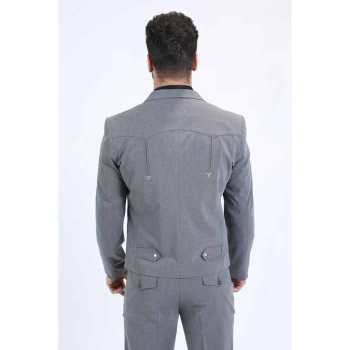 Platini Men’s Grey Western-Inspired Sport Suit Set