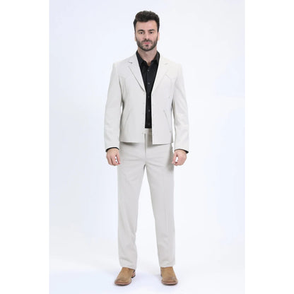 Platini Mens Off White Western-Inspired Sport Suit