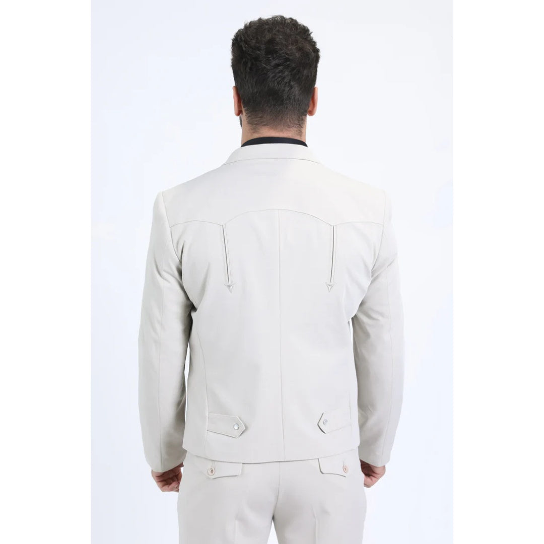 Platini Mens Off White Western-Inspired Sport Suit