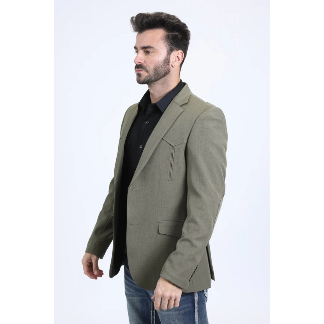 Platini Men’s Olive Western Double Button Blazer Jacket