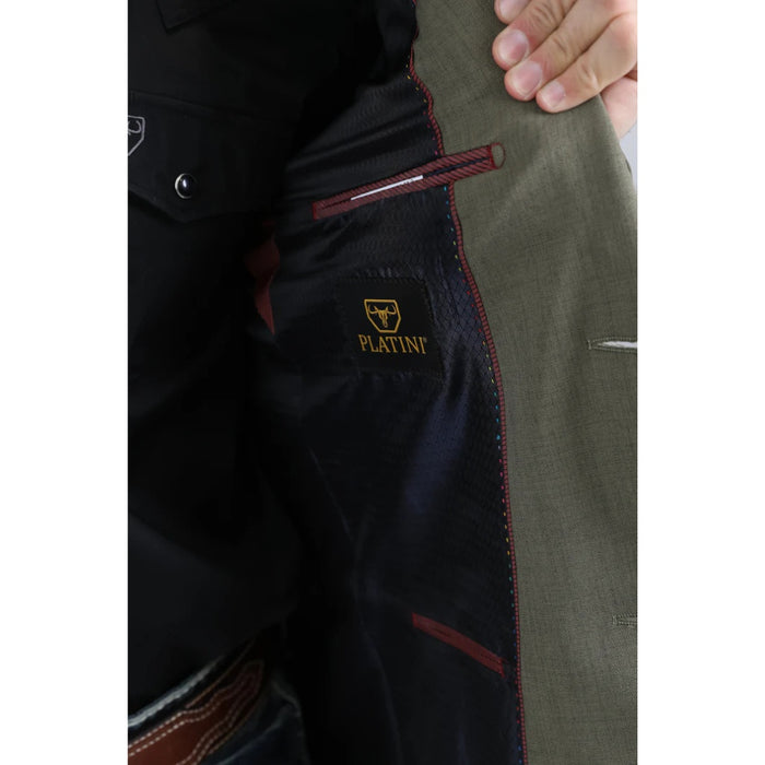 Platini Men’s Olive Western Double Button Blazer Jacket