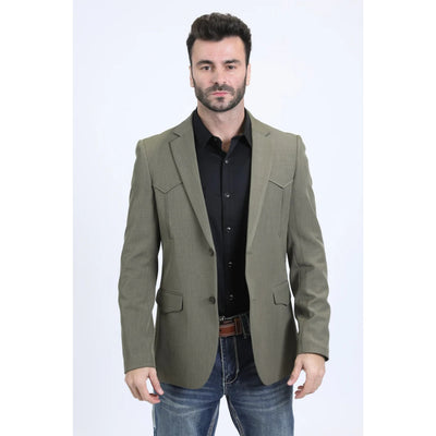 Platini Men’s Olive Western Double Button Blazer Jacket
