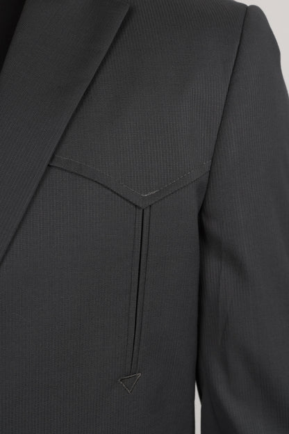 Platini Men’s Western Style Sport Coat with Elbow Patches – Charcoal Black