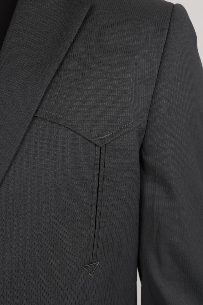 Platini Men’s Western Style Sport Coat with Elbow Patches – Charcoal Black