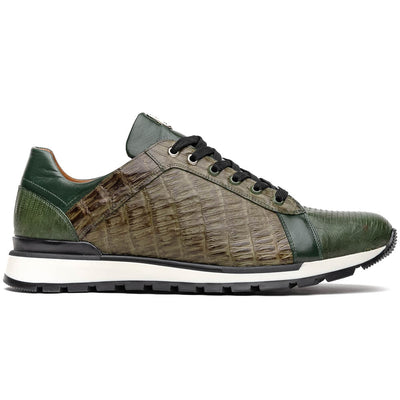 Marco Di Milano Portici Green Men's Exotic Lizard / Crocodile Casual Sneakers 1 PORTICI_CAIMAN-LIZARD TEJU_GREEN_8  - from alligatorwarehouse.com