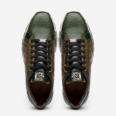 Marco Di Milano Portici Green Men's Exotic Lizard / Crocodile Casual Sneakers 5 PORTICI_CAIMAN-LIZARD TEJU_GREEN_8  - from alligatorwarehouse.com