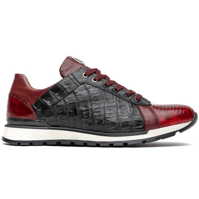 Marco Di Milano Portici Wine Men's Exotic Lizard / Crocodile Casual Sneakers 1 PORTICI_CAIMAN-LIZARD TEJU_WINE_8  - from alligatorwarehouse.com