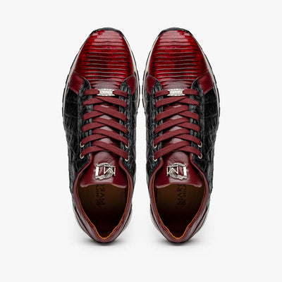 Marco Di Milano Portici Wine Men's Exotic Lizard / Crocodile Casual Sneakers 5 PORTICI_CAIMAN-LIZARD TEJU_WINE_8  - from alligatorwarehouse.com