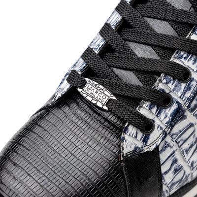 Marco Di Milano Portici Newspaper Men's Exotic Lizard / Crocodile Casual Sneakers 2 PORTICI_CAIMAN-LIZARD TEJU_NEWSPAPER_8.5  - from alligatorwarehouse.com