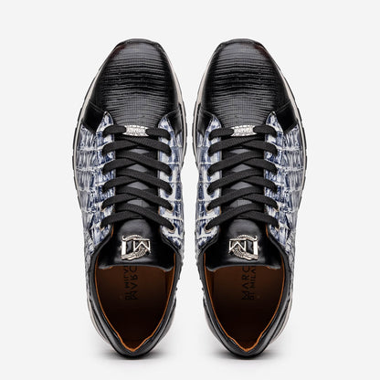 Marco_Di_Milano Portici Newspaper Black Leather Oxfords