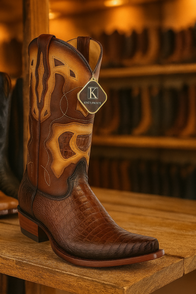 King Exotic Men's Caiman Belly Snip Toe Boots 11 -01  - from alligatorwarehouse.com