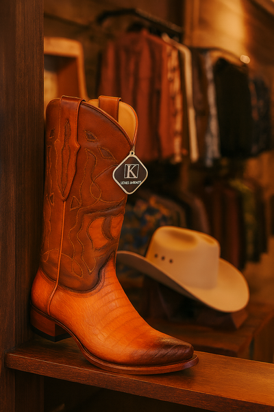 King Exotic Men's Caiman Belly Snip Toe Boots 19 -01  - from alligatorwarehouse.com