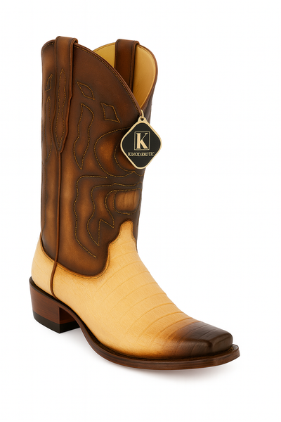 King Exotic Men's Caiman Belly Snip Toe Boots 26 -01  - from alligatorwarehouse.com