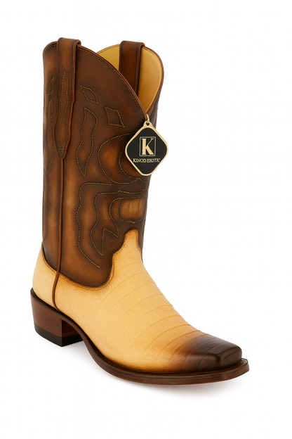 King Exotic Men's Caiman Belly Snip Toe Boots