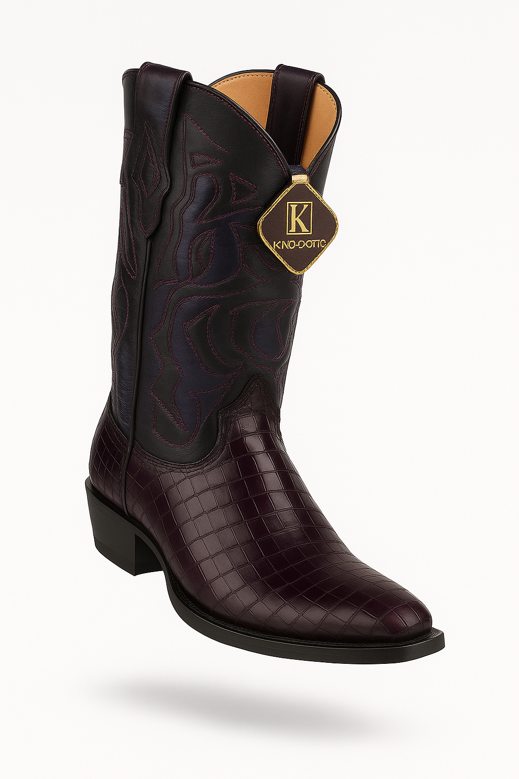 Men's King Exotic Snip Toe Eel Boots Handcrafted Burnished Purple (494RD0866)