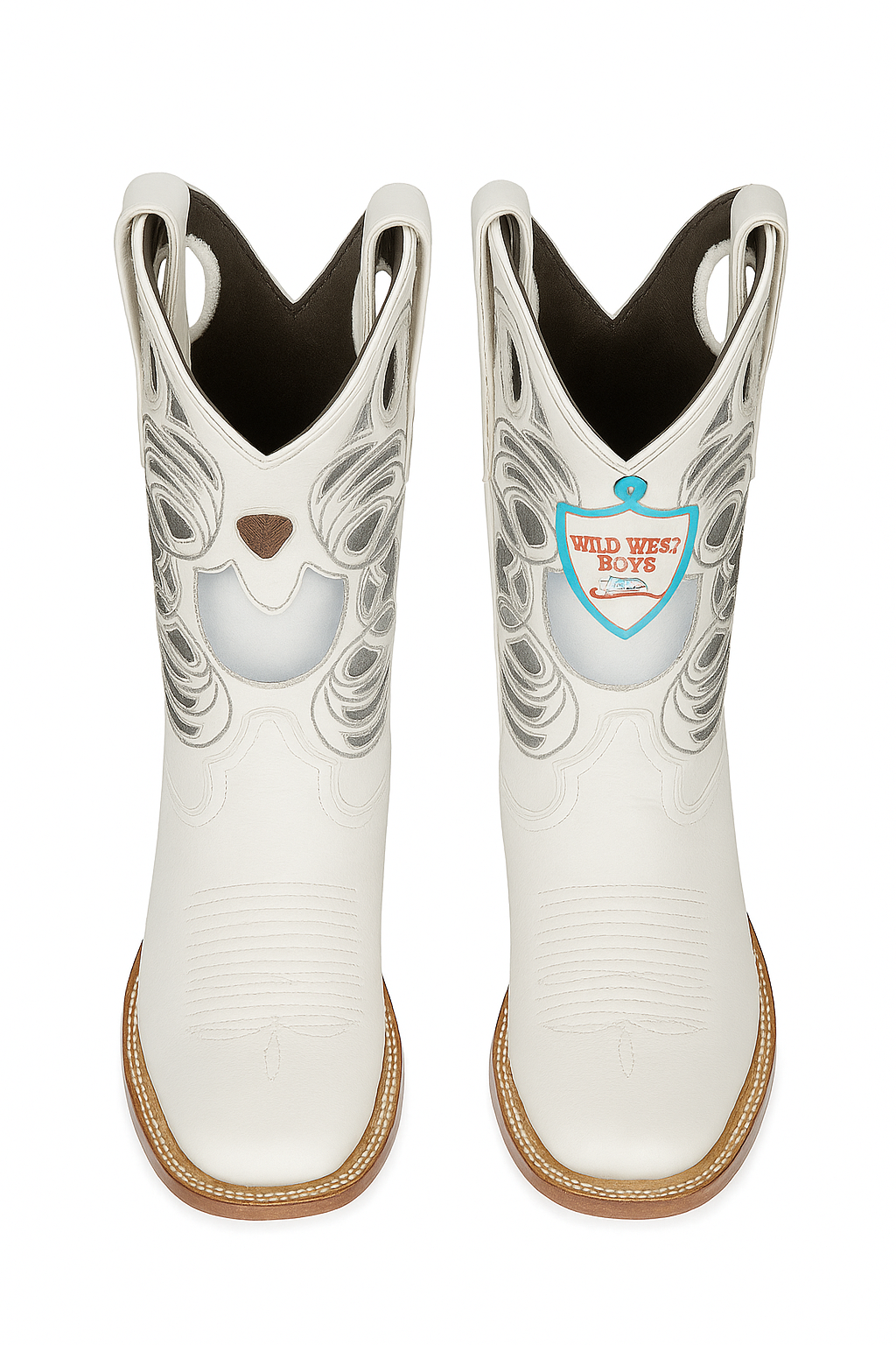Wild West Botas de Panza de Avestruz Horma Square Toe White