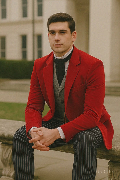 Red Velvet Roderick Smoking Jacket – Luxurious Men's Wear